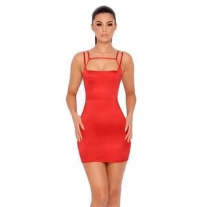 RUN THE SHOW CUT OUT SATIN MINI DRESS IN RED